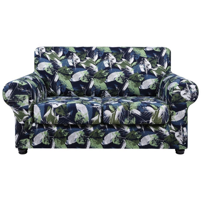 COUCH COVER LOVESEAT COVERS FLORAL PATTERN STRETCH PRINTED 3 PIECES SOFA SLIPCOVERS FOR 2 SEPARATE CUSHION COUCH SOFA WASHABLE FURNITURE PROTECTOR FOR DOGSLOVESEAT LEAVES
