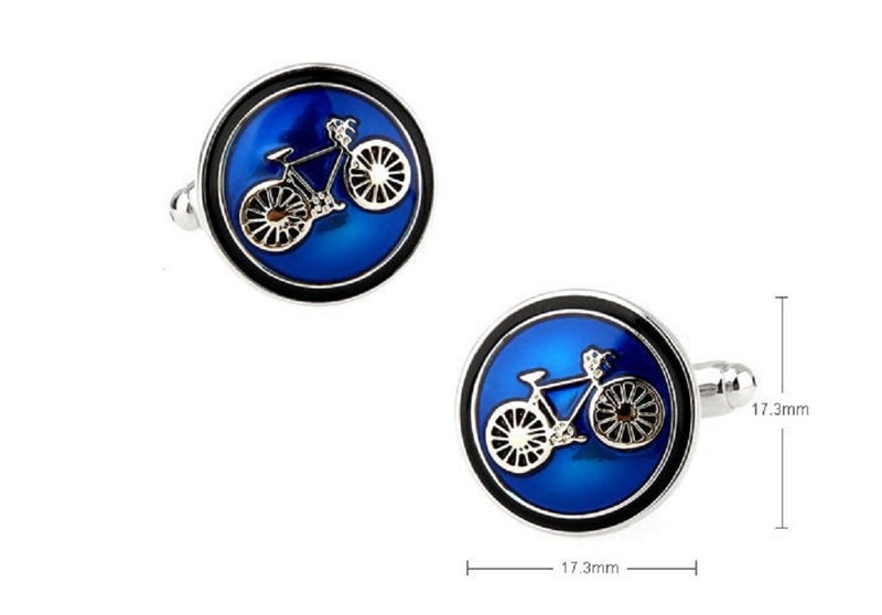 MRCUFF Bike Bicycle Cycling Cyclists Blue Pair Cufflinks in a Presentation Gift Box & Polishing Cloth - Image 2