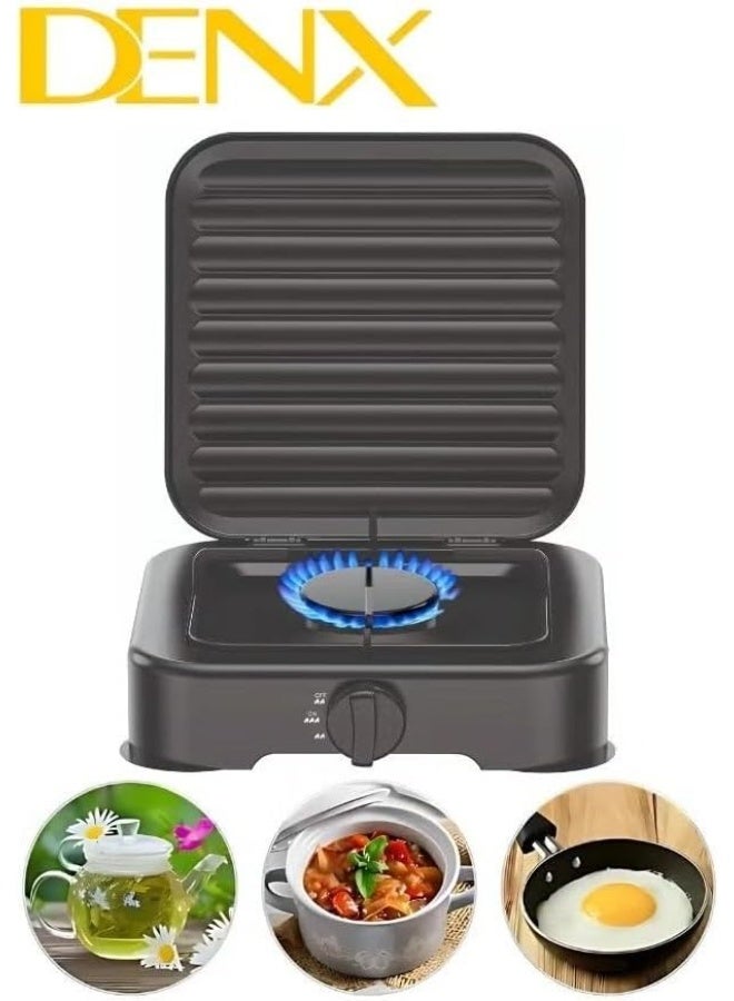 دينكس موقد غاز DENX DX2805 أحادي الشعلة - موقد غاز محمول بقوة 2200 واط، مصنوع من الحديد الزهر، تحكم يدوي بالمقبض، موقد طهي صغير الحجم للاستخدام المنزلي والخارجي وفي المطبخ - أسود - Image 3