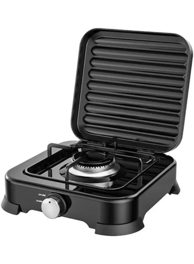 دينكس موقد غاز DENX DX2805 أحادي الشعلة - موقد غاز محمول بقوة 2200 واط، مصنوع من الحديد الزهر، تحكم يدوي بالمقبض، موقد طهي صغير الحجم للاستخدام المنزلي والخارجي وفي المطبخ - أسود - Image 2