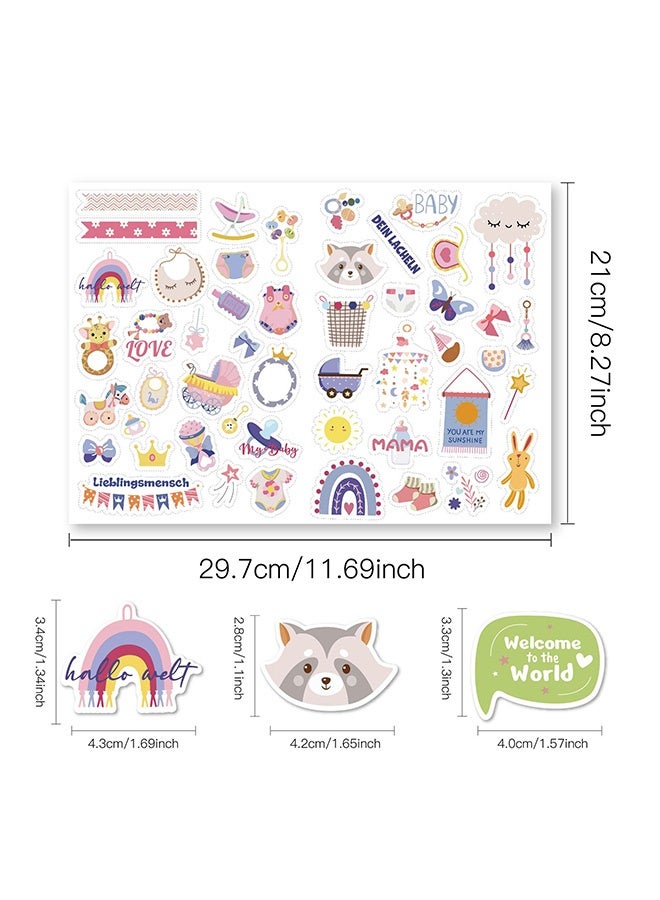 Quantum 4 PCS Baby Scrapbook Stickers, Adorable Newborn Toddler Stickers, Various Patterns Baby Book Pages Decals for Newborn Planning - Image 2