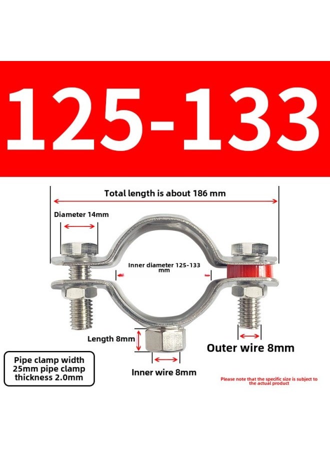 Generic - 304 Stainless Steel Clamp Gas Pipe Clamp Water Pipe Expansion Wire Fixed Buckle Clamp Single Welding Nut Pipe Bracket-Specification Model:Pipe Clamp Inner Diameter 125-133 Mm M8 Nut Without Pad - Image 1