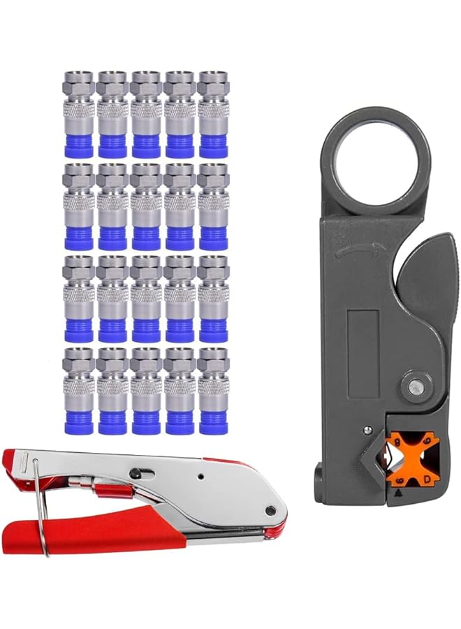 PROMASS promass Coaxial Cable Connector, Enhanced Coaxial Compression Tool Kit - Professional Coax Cable Crimper with Wire Stripper, Ideal for RG6 and RG59 Connectors  - Image 1