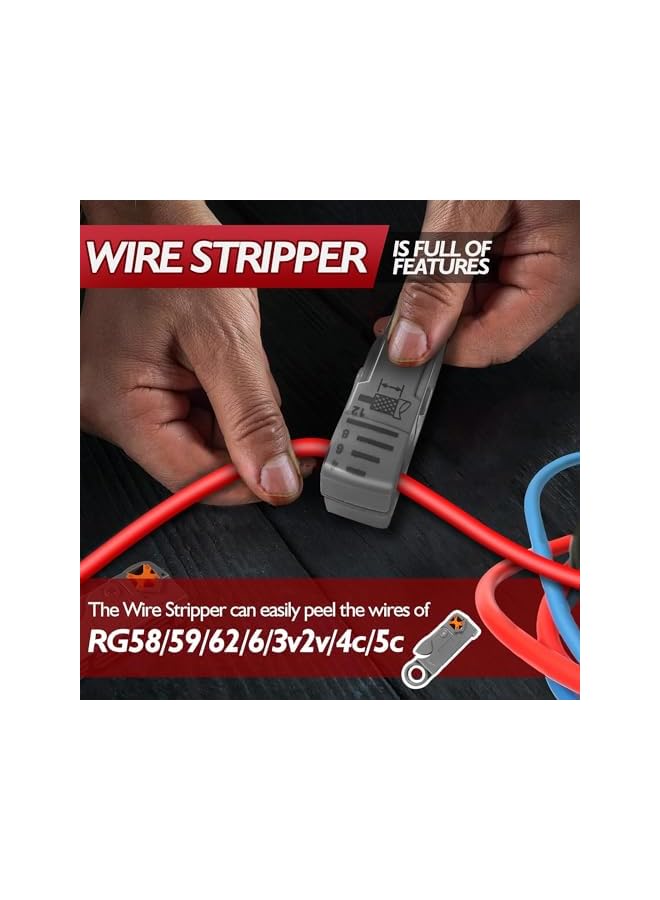 PROMASS promass Coaxial Cable Connector, Enhanced Coaxial Compression Tool Kit - Professional Coax Cable Crimper with Wire Stripper, Ideal for RG6 and RG59 Connectors  - Image 4
