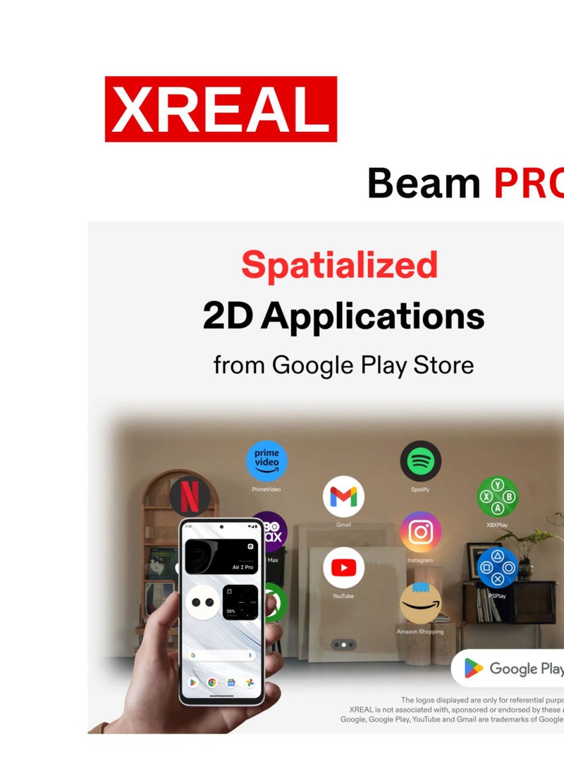 XREAL - XREAL Beam Pro, The AR Glasses Spatial Computing Companion, 3D Cameras, Android 14, Supports All Google Play Store apps, Multiple Spatial Experiences for Movies, TV and Gaming, FHD 1080p (8G+256G) - Image 1