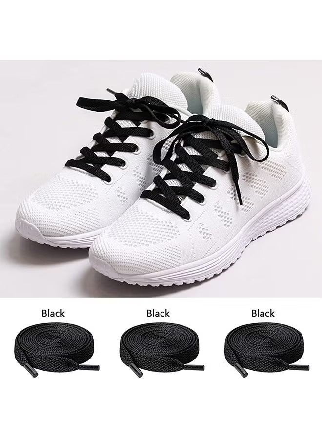 KANGLI 6 Pair Black white Shoelaces, Flat Shoe laces, Wide Shoelaces for Athletic Running Sneakers Shoes Boot Strings - Image 2