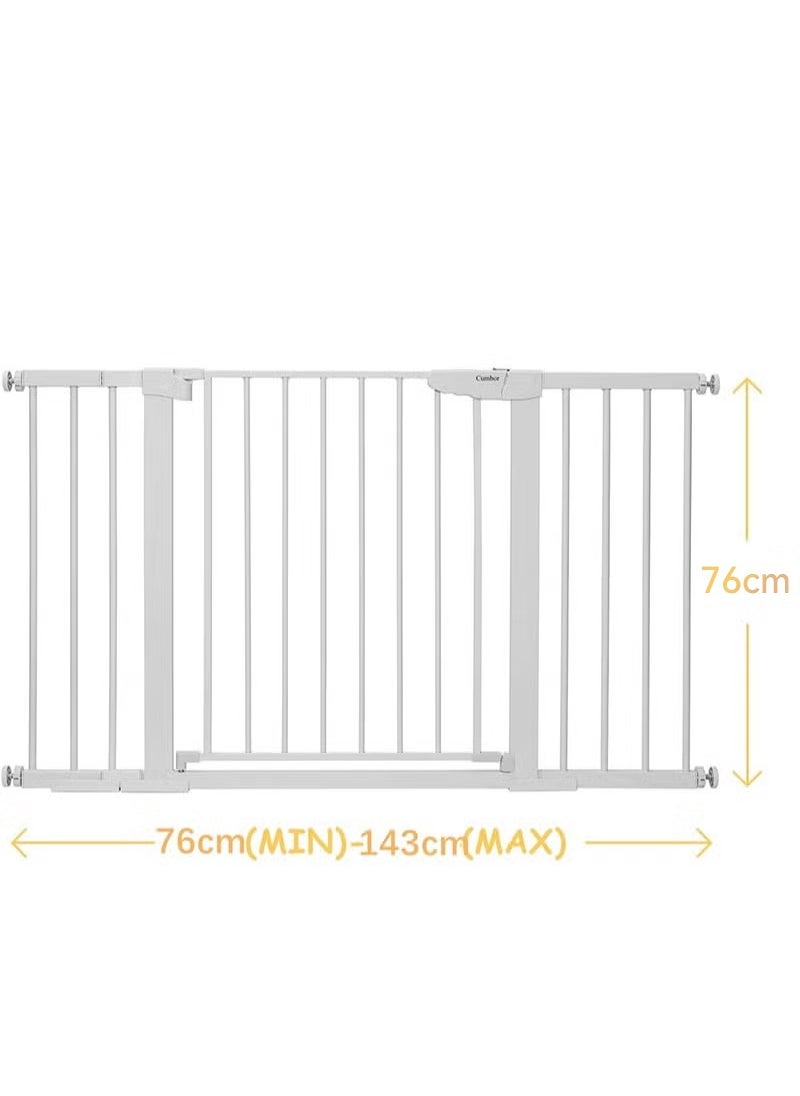 ULHYC Auto Close Safety Baby Gate, Extra Wide Child Gate, Maximum Suitable For 143 cm, Including 10cm, 20cm, 30cm Extension Rack, Easy Walk Thru Durability Dog Gate for Stairs, Doorways  - Image 2