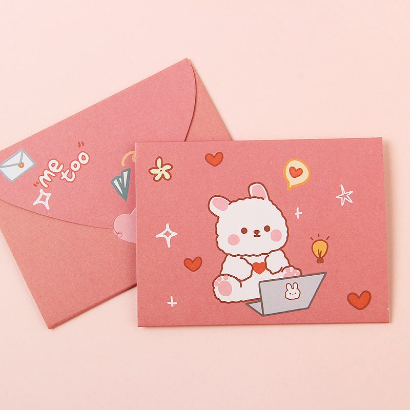 Cartoon Ins Greeting Card Student Diy Chinese Valentine'S Day Bouquet Card Message Small Card Birthday Blessing Postcard Can Be Added With Logo - Image 1