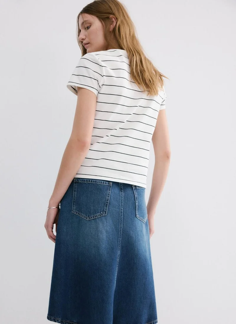 MANGO Striped cotton T-shirt