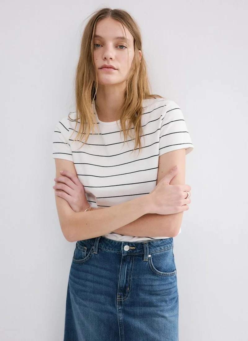 MANGO Striped cotton T-shirt