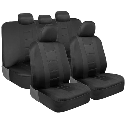 BDK carXS Seat Covers for Cars, Black Two-Tone with Matching Back Seat Cover, Made to Fit Most Auto Truck Van SUV, Interior Car Accessories, Full Set - Image 1