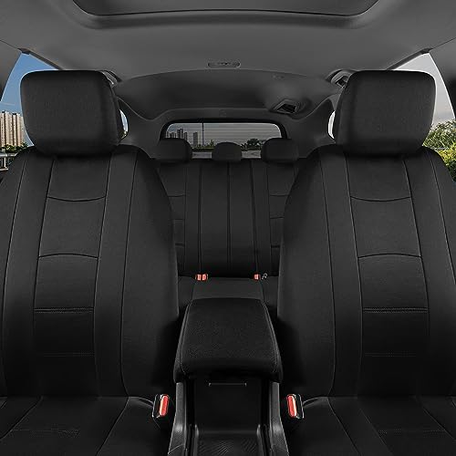 BDK carXS Seat Covers for Cars, Black Two-Tone with Matching Back Seat Cover, Made to Fit Most Auto Truck Van SUV, Interior Car Accessories, Full Set - Image 2