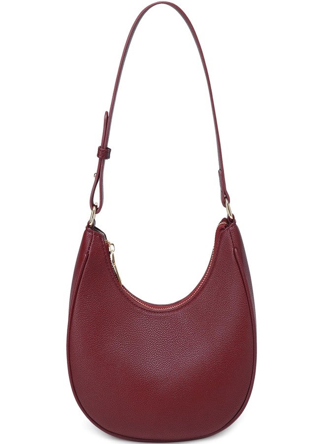 WSRYDJDL Crescent Shoulder Bags for Women Cute Hobo Tote Handbag Under the Arm Purses Mini Clutch Purse with Zipper Closure, Lychee Cherry Red - Image 1