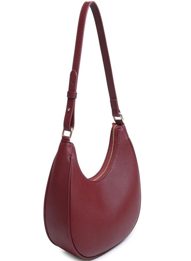 WSRYDJDL Crescent Shoulder Bags for Women Cute Hobo Tote Handbag Under the Arm Purses Mini Clutch Purse with Zipper Closure, Lychee Cherry Red - Image 2