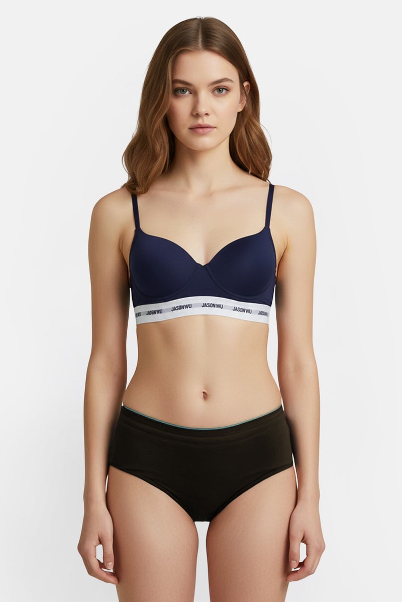 Jason Wu Women Brand Logo Padded Bra, Navy - Image 1