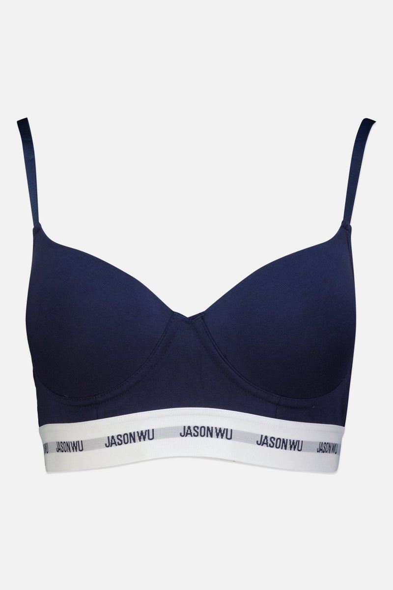 Jason Wu Women Brand Logo Padded Bra, Navy - Image 2
