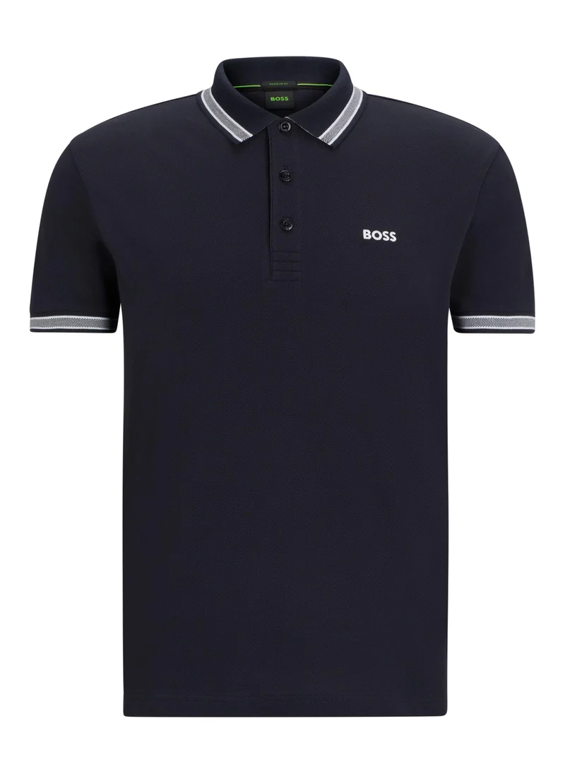 BOSS Cotton-piqué Paddy polo shirt with contrast logo