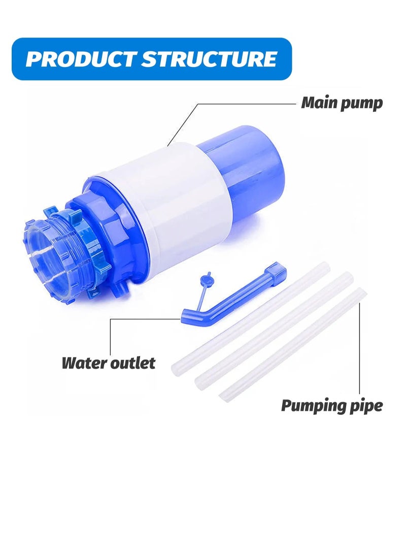 PAMEER Manual Water Pump BPA-Free Hand Pressure Drinking Dispenser Water Pump for 2 to 6 Gallon Water Bottle and Jug with Fitting Cap Hand Pressure Drinking Water Pump with 3 Tubes - Image 2