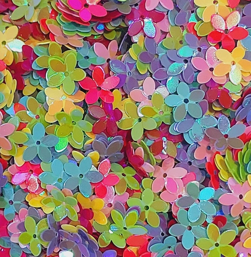 Generic Bharat Flower Sequins for Jewelry Making Bangles Embroidery Aari Work Crafts Mixed Colors Pack of 50 GMS - Image 1