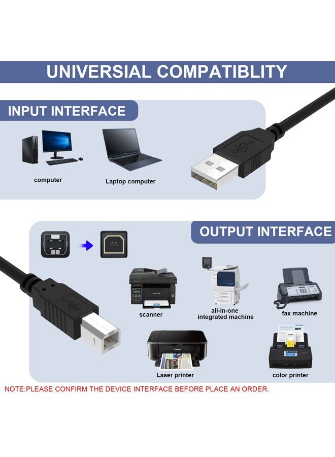Arzweyk USB Printer Cable Cord to Computer Compatible with HP OfficeJet Pro 9025 9015 8740 8210 8020 8025 8035 7740 7110 6230 5740 5255 4650 4630 3830 250 200, Canon, Dell, Epson, Lexmark, Xerox, Samsung(5FT) - Image 3