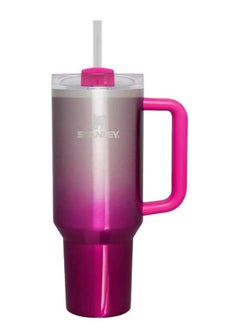 Adventure Quencher H2.0 Flowstate Tumbler 1.2L Vacuum Insulated Stainless Steel Travel Mug with Spill-Resistant Lid and Reusable Straw Keeps Drinks Hot or Cold Large 40oz Hydration Cup for Travel Office Gym and Daily Use Camelia Pink Gradient