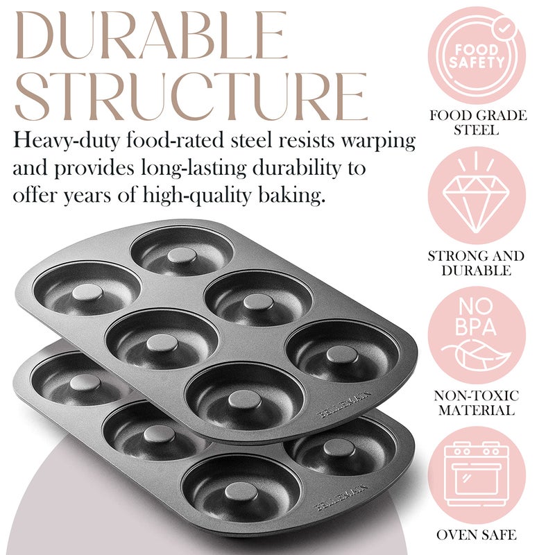 Bellemain Premiere Donut Pan for Baking | Nonstick 12.5 x 8.5â€ Doughnut Pan with 6-Doughnut Molds | Steel Donut Trays | Make Perfect Bagels and Cake Donuts (2) - Image 4