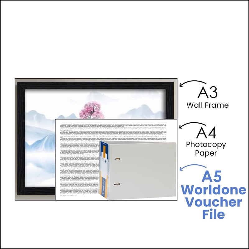 WORLDONE A5 Size PP Voucher File for A5 Size (Half of A4/photocopy Paper) documents, 2D Ring 40mm Metallic Clip, 1.5mm PP Sheet, Clear Spine Label, Cover Lock, Plastic Stopper, Black, Pack of 2 - Image 3