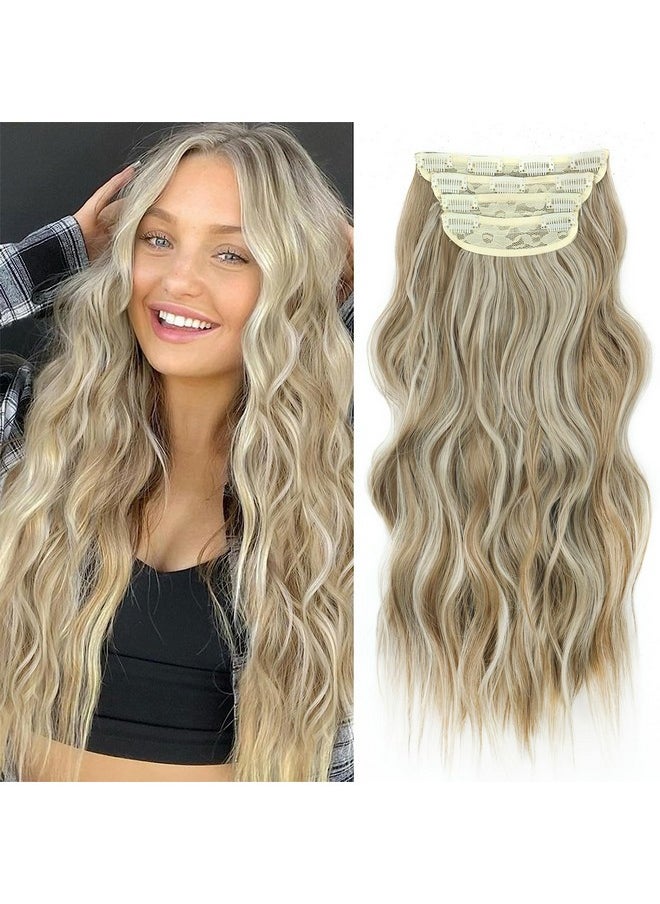 MISSQUEEN Issqueen 20Inch Clip In Long Wavy Hair Extension 4Pcs Thick Hairpieces Blonde Double Weft Synthetic Natural Hair Extension For Women  - Image 1