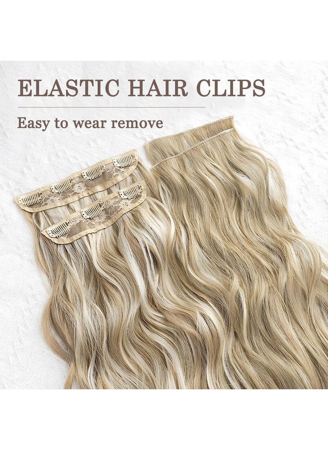 MISSQUEEN Issqueen 20Inch Clip In Long Wavy Hair Extension 4Pcs Thick Hairpieces Blonde Double Weft Synthetic Natural Hair Extension For Women  - Image 3