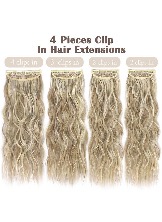 MISSQUEEN Issqueen 20Inch Clip In Long Wavy Hair Extension 4Pcs Thick Hairpieces Blonde Double Weft Synthetic Natural Hair Extension For Women  - Image 5
