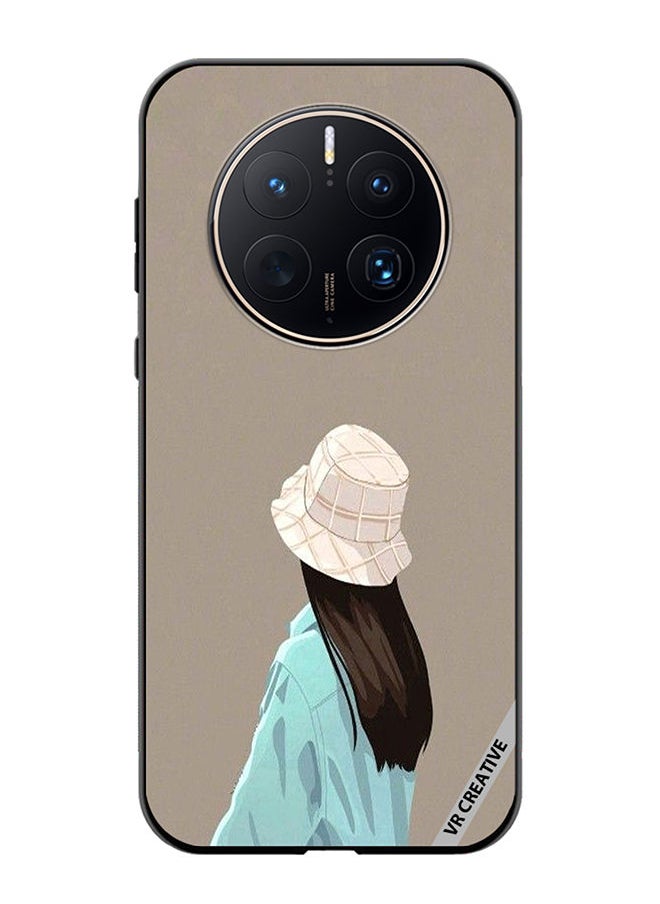 VR CREATIVE Protective Case Cover For Huawei Mate 50 Pro Brown Hat Girl Design Multicolour  - Image 1