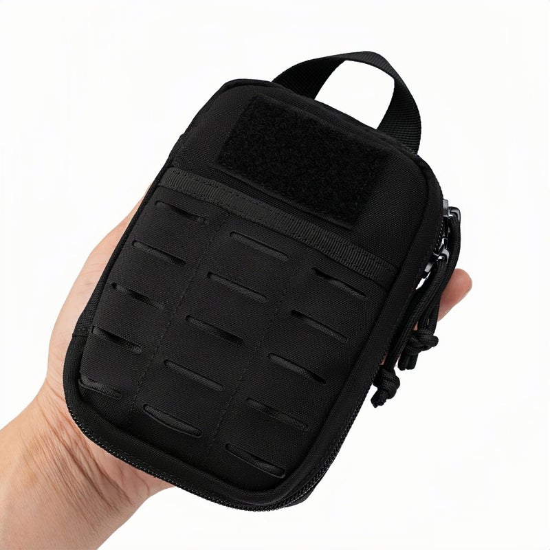 Dotacty Mini Pocket Organizer for Men EDC Gear Storage Pouch Belt/MOLLE-Compatible 6" x 4" x 1.5" Micro Nylon Bag for Multitools Flashlight Knife Pen Field Notebook (Black, 6" x 4" x 1.5") - Image 1