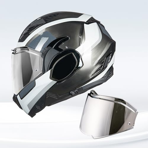 VCOROS Helmet Visor For Valiant II Helmet Visor Unisex-Adult Flip Up Helmets Replacement Helmet Shield (Chrome Silver) - Image 2