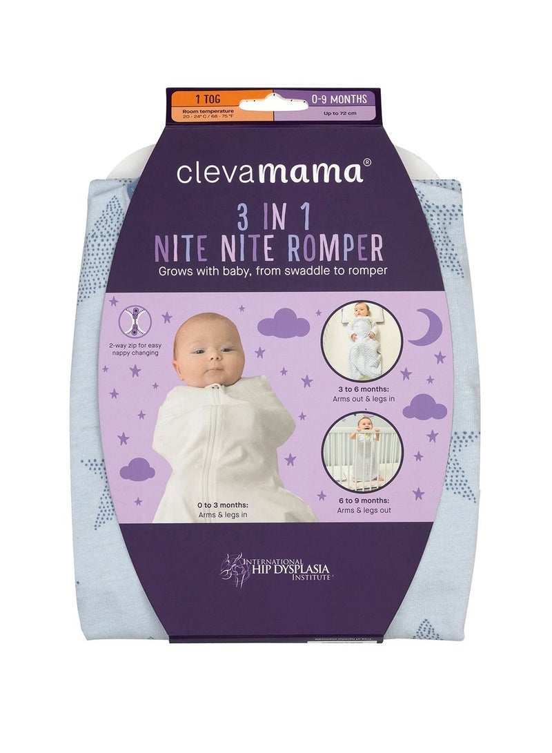 3 in 1 Nite Nite Romper 1 Tog - Blue (0-9m)