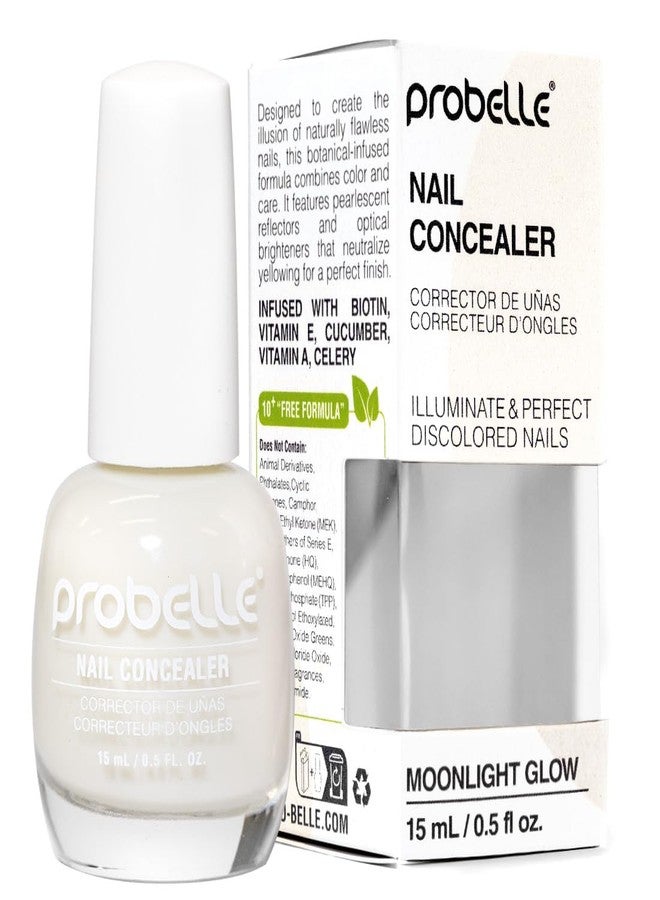Probelle Illuminating Nail Concealer, Sheer Long Lasting Brightening Nail Polish for yellowing discolored nails, perfect finish for damaged nails with imperfections, Vegan, Gluten Free, Moonlight Glow - Image 1