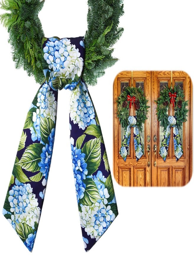 Jeere 2 Pcs Spring Wreath Sash for Front Door Hydrangea Wreath Satin Sash for Holiday Decor Garland Ribbon Accessories for Front Door Yard Window Doorway Indoor Outdoor Party Decoration 56" L x 4.5" W - Image 1