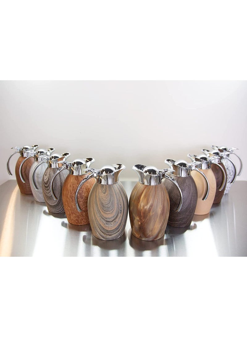 Service Ideas Nicollet Series, Vacuum Insulated Carafe water container, coffee container, 1 Liter, Fliptop Lid, Dark Wood, Designed to keep drinks cold and warm longer - Image 2