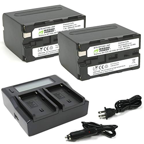 Wasabi Power Battery (2-Pack) and Dual Charger for Sony NP-F950, NP-F960, NP-F970, NP-F975 (L Series) - Image 1