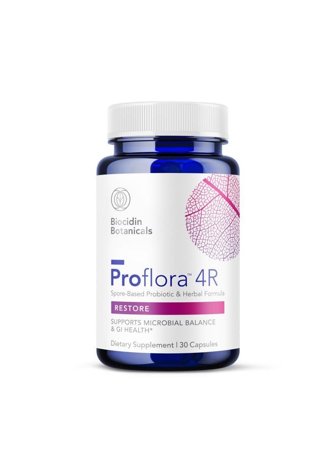 Bio-Botanical Research Biocidin Proflora 4R Spore Probiotic - Digestive Health Probiotics for Women & Men - Clinically Researched Bacillus Strains & Organic Aloe, Marshmallow Root for Gut Support (30 Vegan Capsules) - Image 1