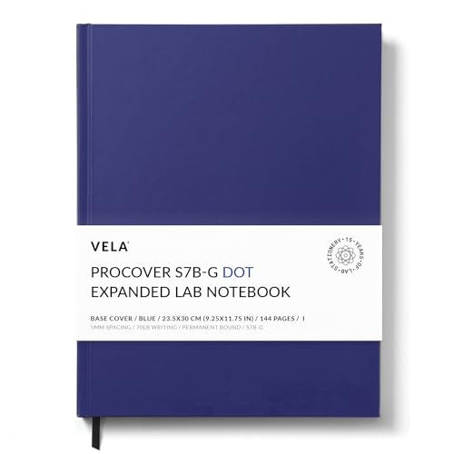 Vela Sciences Advanced S7B-G Expanded ProCover Lab Notebook, 9.25 x 11.75 in (23.5 x 30 cm), 144 Pages, Blue Synthetic Leather, Permanent Bound, 70lb Heavyweight Paper (1-Pack, Dot) - Image 1