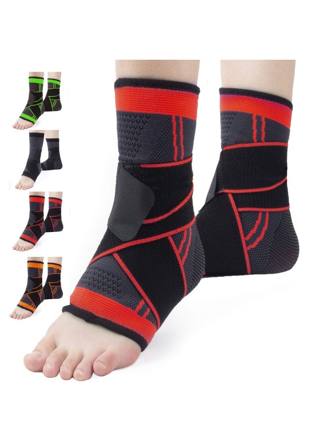 LOVET Ankle Support Set of 2 Compression Brace Support Adjustable Sleeve for Injury Recovery, Joint Pain, Arch Brace Support & Foot Stabilizer, Ankle Wrap Protect Against Ankle Sprains or Swelling - Image 1