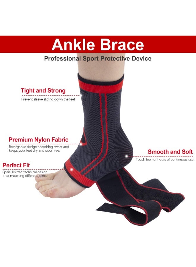 LOVET Ankle Support Set of 2 Compression Brace Support Adjustable Sleeve for Injury Recovery, Joint Pain, Arch Brace Support & Foot Stabilizer, Ankle Wrap Protect Against Ankle Sprains or Swelling - Image 2