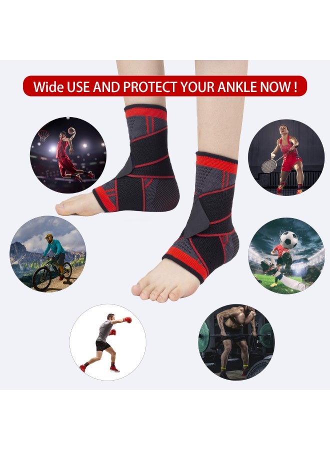 LOVET Ankle Support Set of 2 Compression Brace Support Adjustable Sleeve for Injury Recovery, Joint Pain, Arch Brace Support & Foot Stabilizer, Ankle Wrap Protect Against Ankle Sprains or Swelling - Image 4