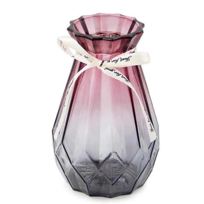 GLASS VASE GRADIENT MULTICOLOR WITH GEOMETRIC FACETED DESIGN FLORAL VASE FOR WEDDINGS EVENTS DECORATING ARRANGEMENTS FLOWERS OFFICE OR HOME DECOR