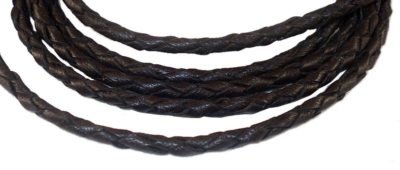Cords Craft 30mm 4 Ply Round Braided Genuine Leather Cord Dark Brown Roll of 5 Meters - Image 3