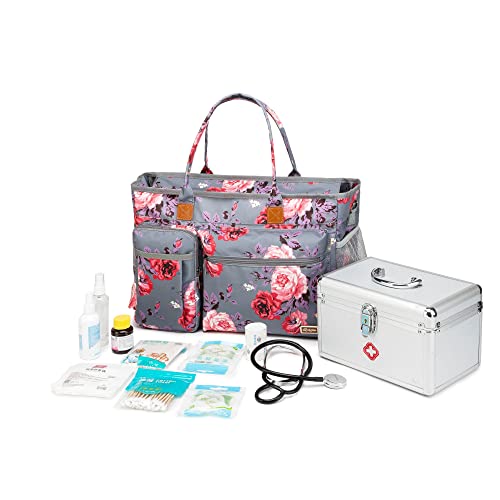 Rabjen Nurse Tote Bag for Work with Padded 156 Laptop Sleeve Medical Supplies Shoulder Bag for Home Health Care - Image 3