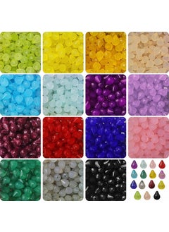 INDIKONB Multicolour Acrylic Fancy Faceted Teardrop Beads | Monalisa Tear Drop Beads for Craft - 7x12mm | Total Approx 390 Beads