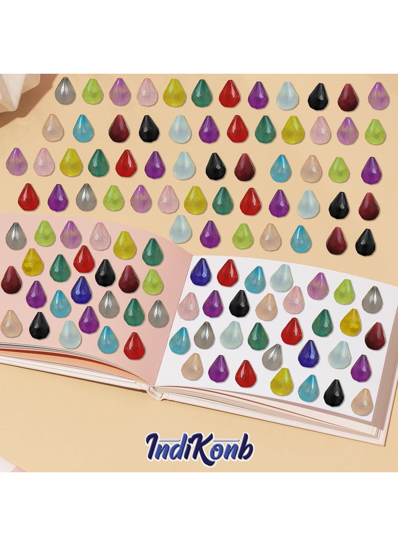 INDIKONB - INDIKONB Multicolour Acrylic Fancy Faceted Teardrop Beads | Monalisa Tear Drop Beads for Craft - 7x12mm | Total Approx 390 Beads - Image 1