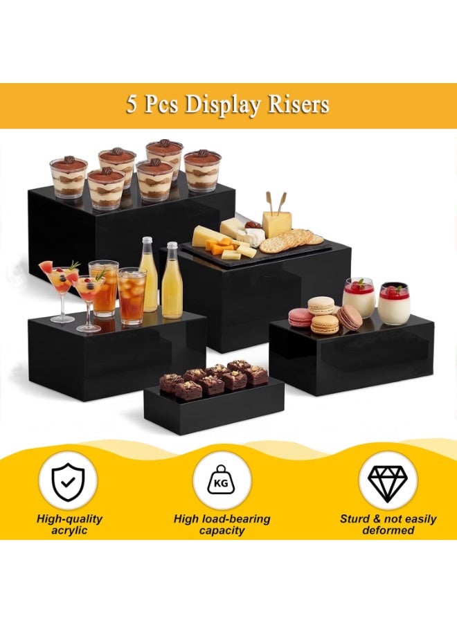 Acrylic Food Display Risers, Set of 5 Rectangular Display Stand Shelf Buffet Risers for Catering Dessert Buffet Table, Parties, Weddings, Collectibles Shoes Display - Image 3