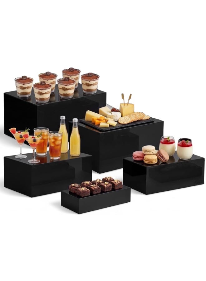 Acrylic Food Display Risers, Set of 5 Rectangular Display Stand Shelf Buffet Risers for Catering Dessert Buffet Table, Parties, Weddings, Collectibles Shoes Display - Image 1